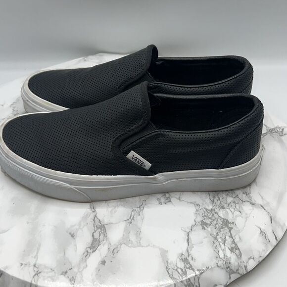 VANS Classic Slip-On Perforated Black Leather Shoe- - Picture 4 of 9